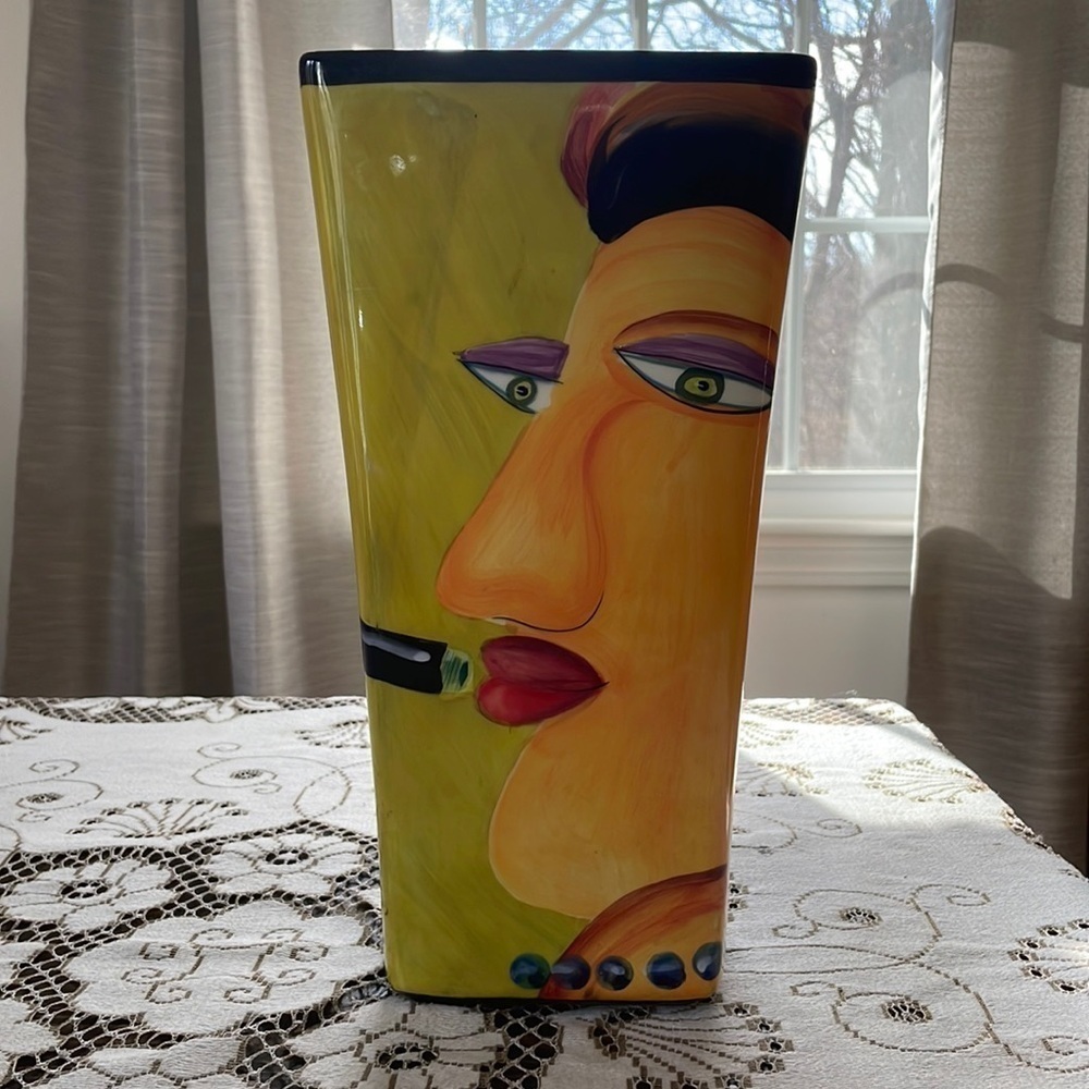 NAYLOR Designs 2004 Women Drinking Vino Square Talk Vase